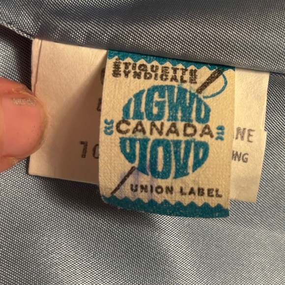 Vintage Made in Canada Faux Suede Belted Jacket • Mandarin Collar • Blue Blazer - Picture 11 of 16